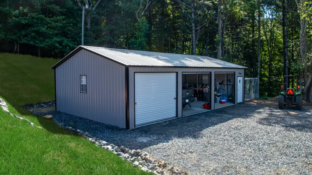 Large metal barn with vertical roof — Tidewater Steel Buildings