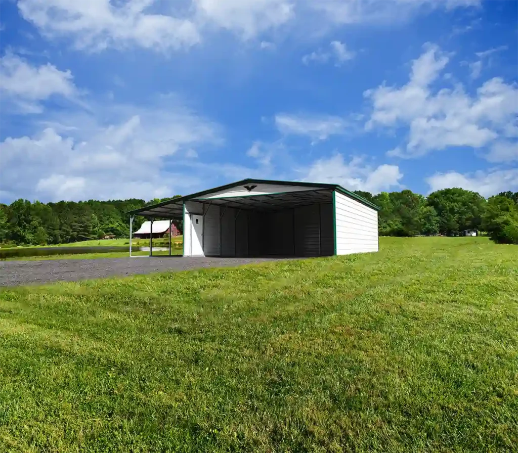 Steel carport with vertical roof — Tidewater Steel Buildings
