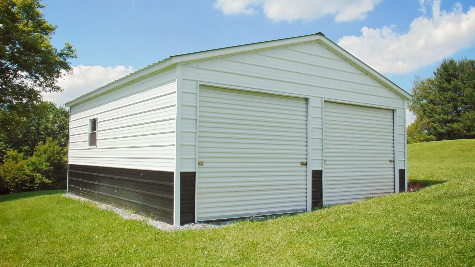 Steel garage with vertical roof — Tidewater Steel Buildings