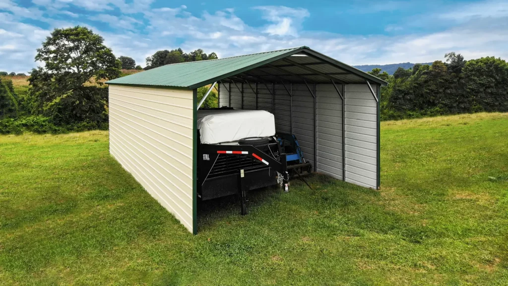 Steel RV cover with vertical roof — Tidewater Steel Buildings